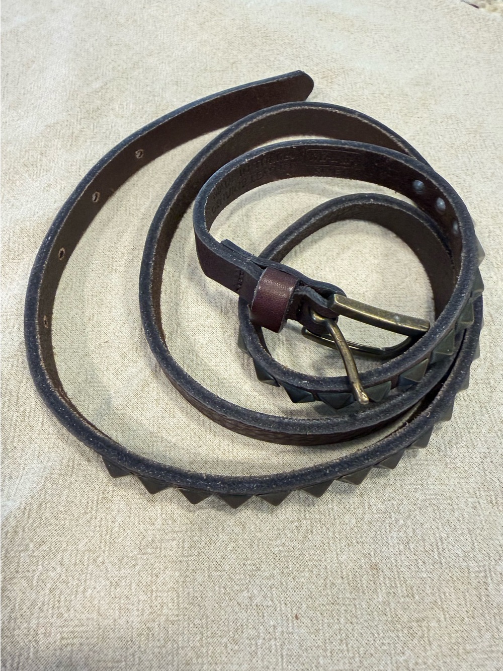 Mana western metal studded brown leather belt SZ LG